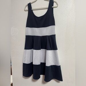 Karin Stevens Black and White Striped Kids Dress Size L